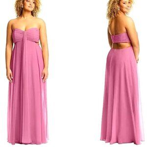 NEW Dessy Collection Neela Strapless Empire Waist Cutout‎ Dress, Orchid Pink, 14